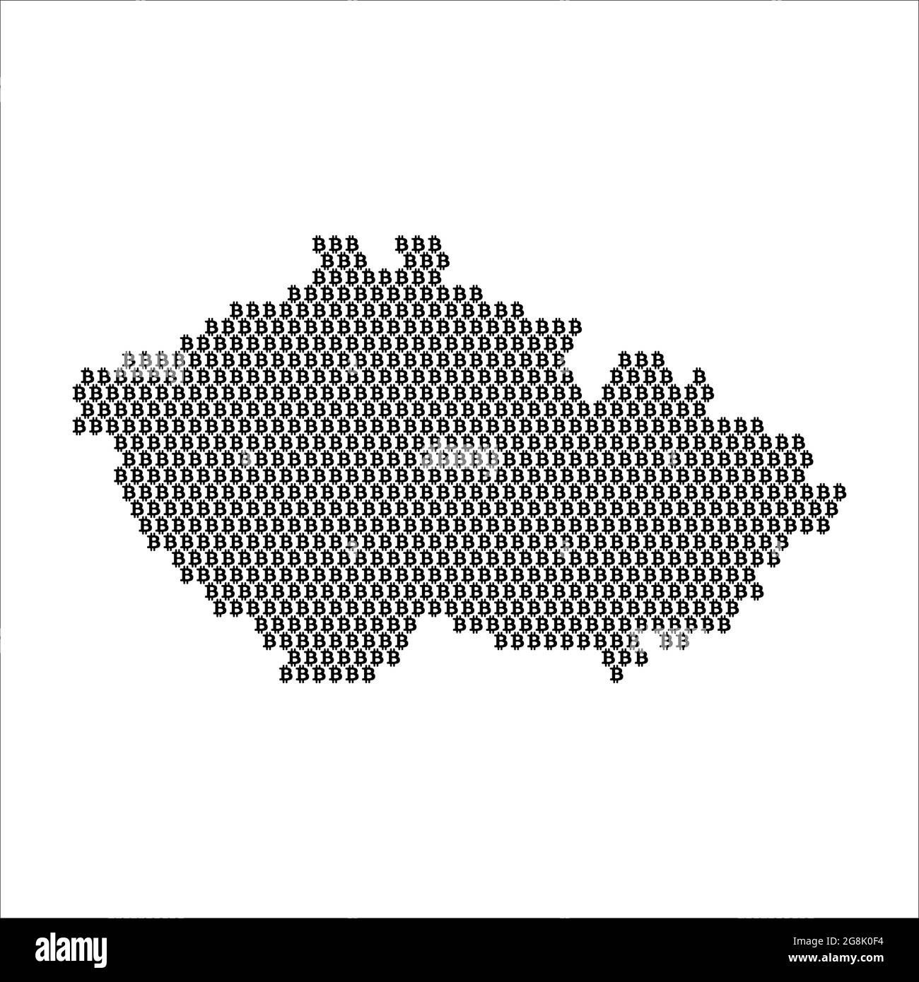 Czech Republic country map made with bitcoin crypto currency logo Stock
