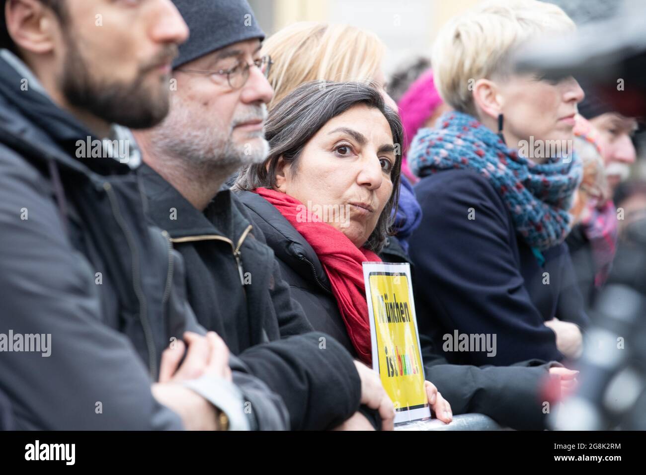 Munich, Germany. 06th Mar, 2020. Guelseren Demirel at the antifascist protest ' Just don't do it ' organized by Bellevue di Monaco on 6. March 2020 at the Max-Josef-Platz in Munich. (Photo by Alexander Pohl/Sipa USA) Credit: Sipa USA/Alamy Live News Stock Photo