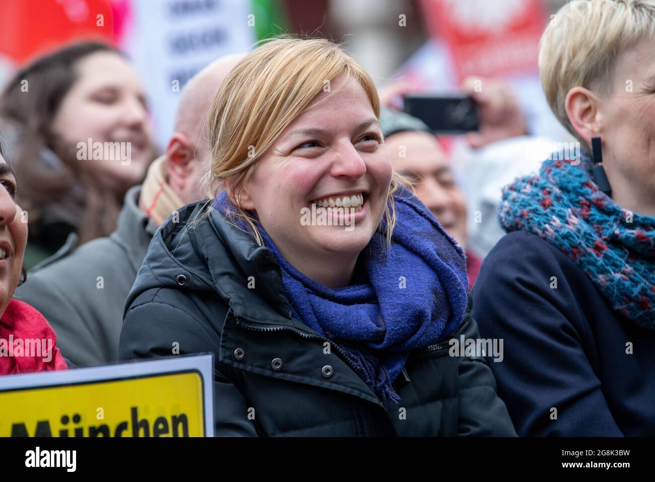 Munich, Germany. 06th Mar, 2020. Katharina Schulze, head of the green faction in the Landtag at the antifascist protest ' Just don't do it ' organized by Bellevue di Monaco on 6. March 2020 at the Max-Josef-Platz in Munich. (Photo by Alexander Pohl/Sipa USA) Credit: Sipa USA/Alamy Live News Stock Photo