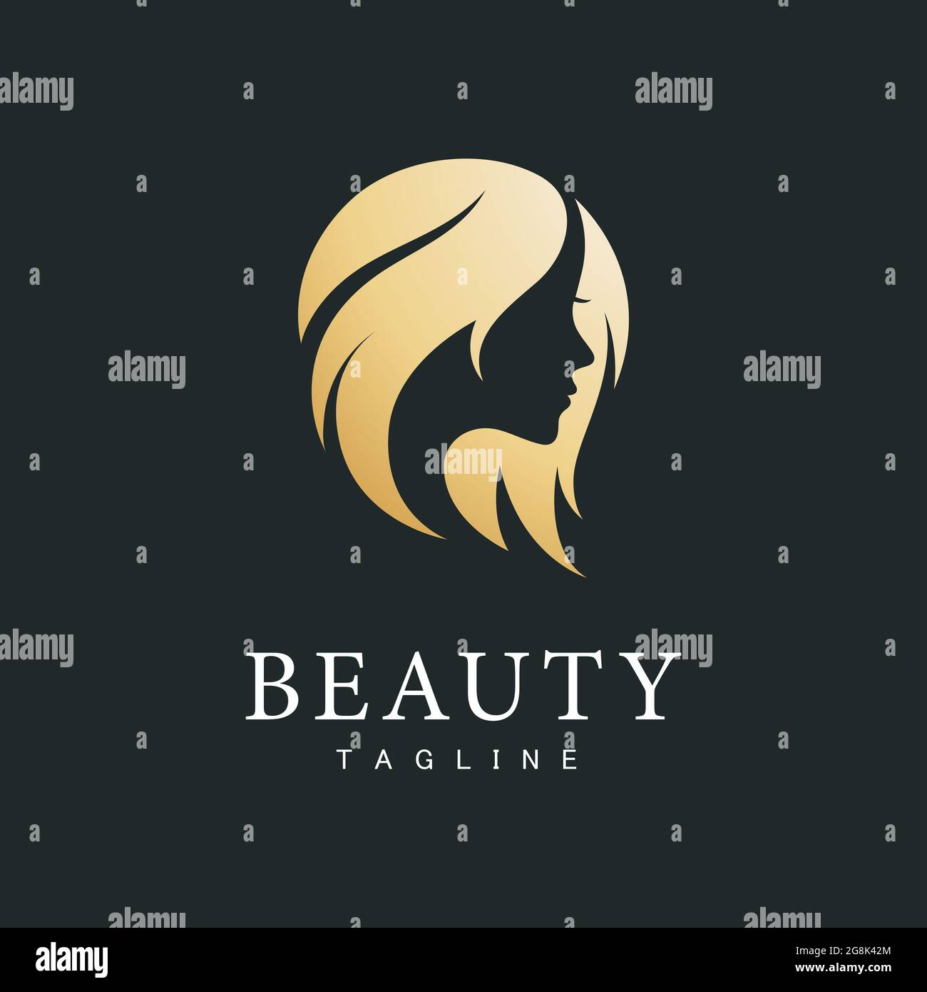 Elegant woman Logo with gold gradient design Stock Photo - Alamy