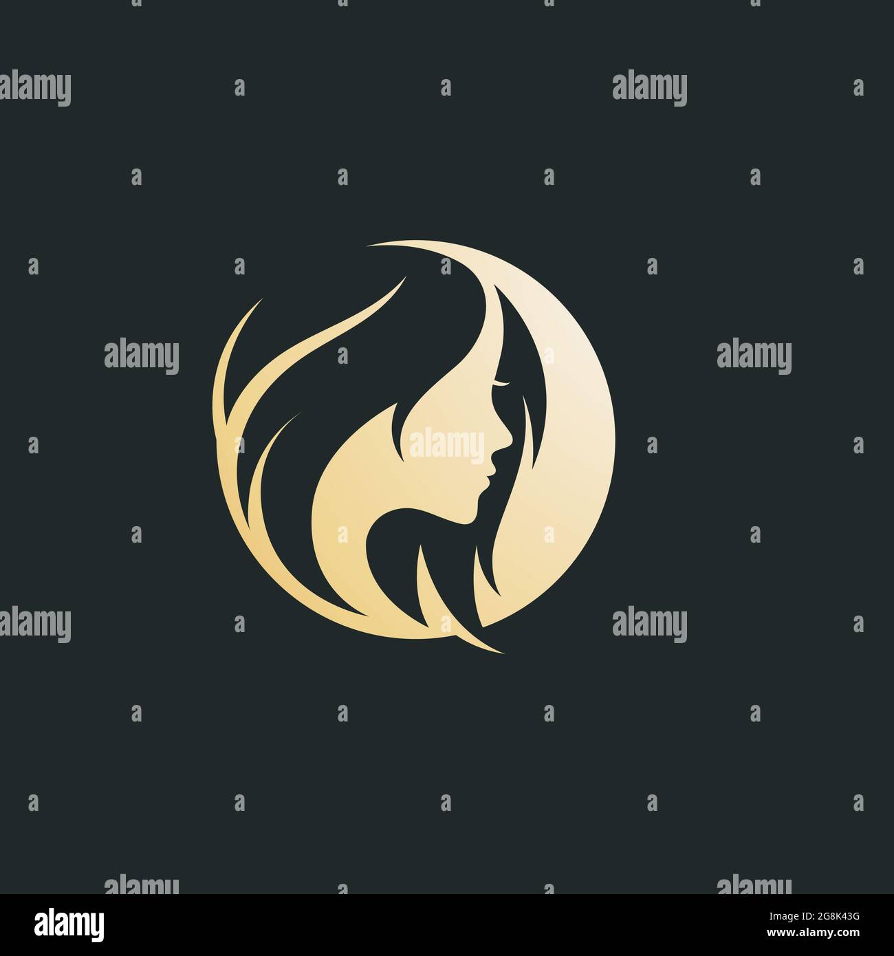 Elegant woman Logo with gold gradient design Stock Photo - Alamy