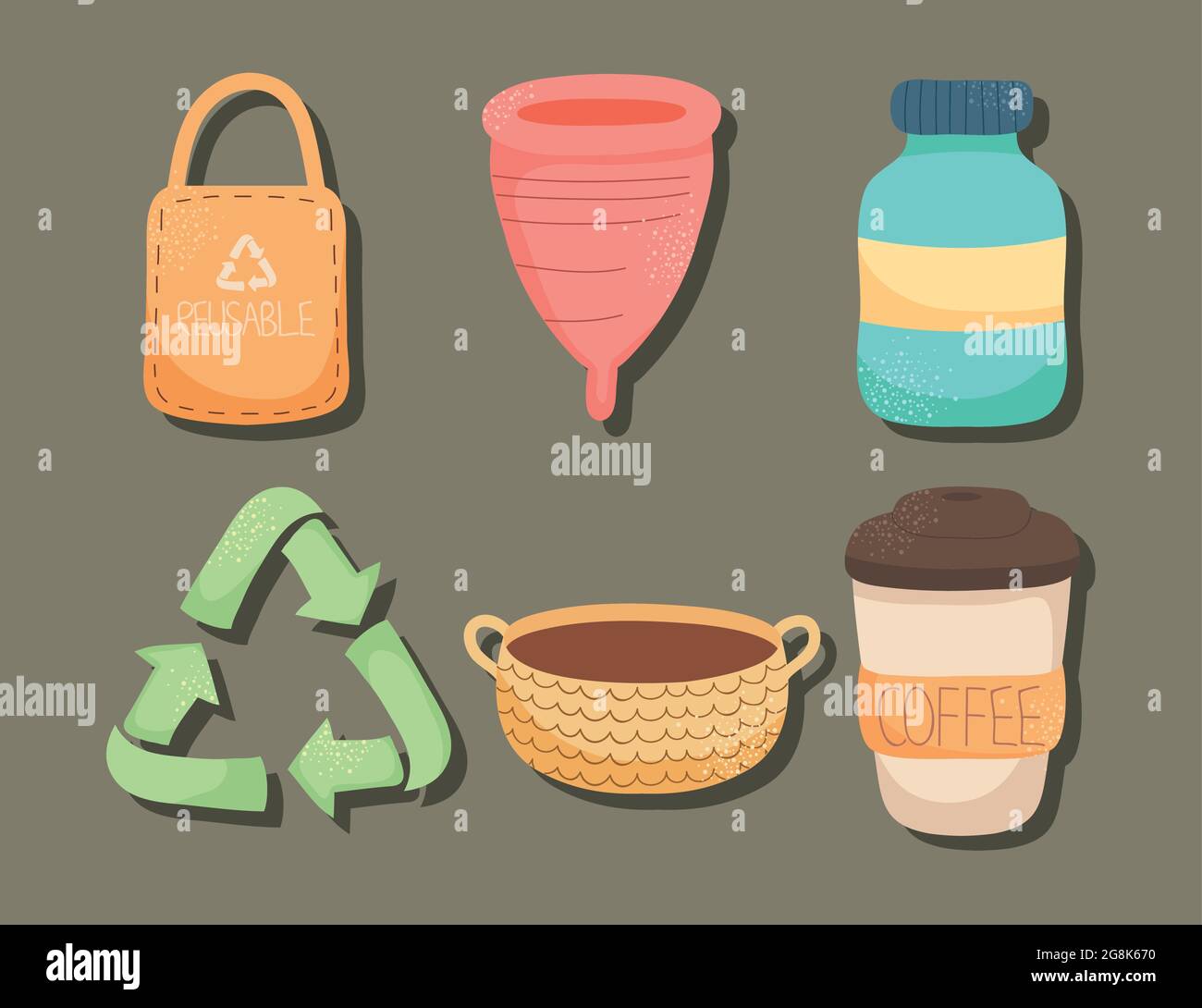 eco reusable elements icon set Stock Vector Image & Art - Alamy