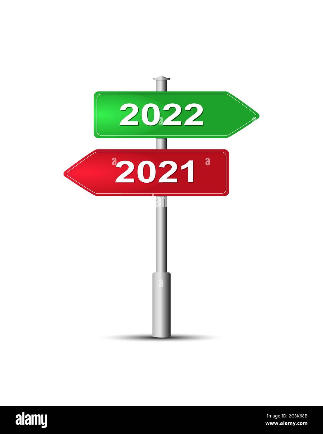 A Road Sign With Signs 2021 And 2022. Merry Christmas And Happy New Year. Vector Illustration Stock Vector Image & Art - Alamy