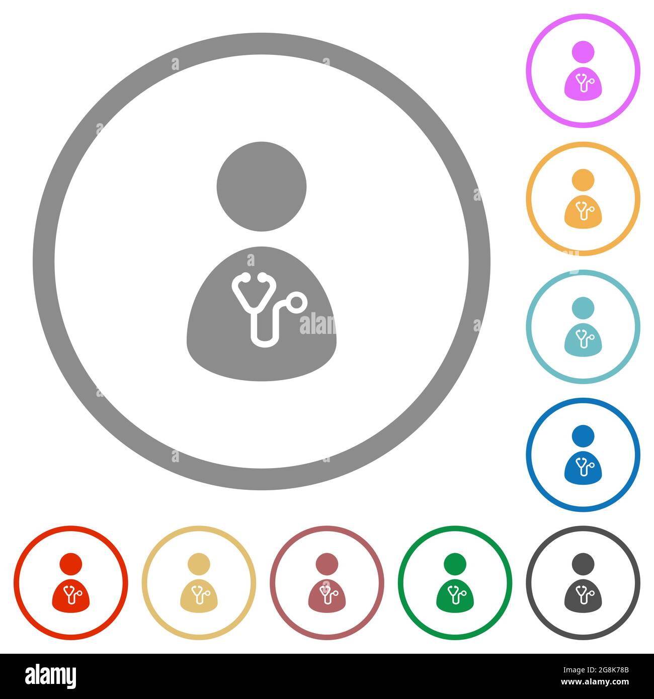 Doctor flat color icons in round outlines on white background Stock ...