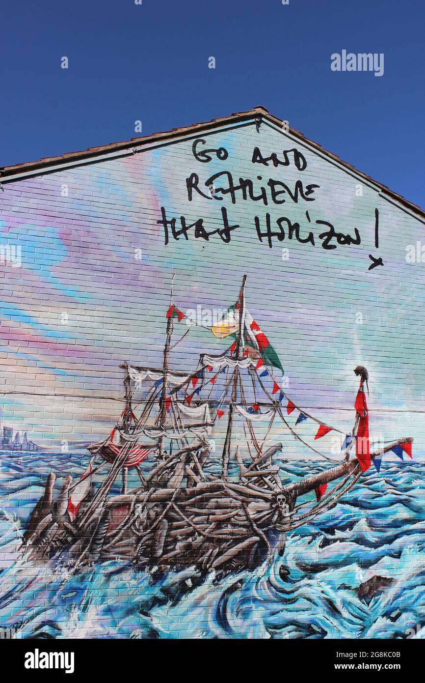 The Black Pearl mural at New Brighton, Wirral Stock Photo