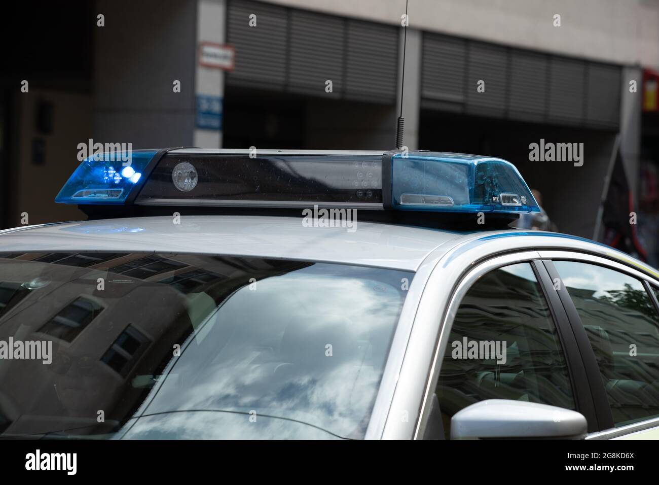 Polizei mit Blaulicht im Einsatz in München am 19.5.2019. (Photo by Alexander Pohl/Sipa USA) Stock Photo