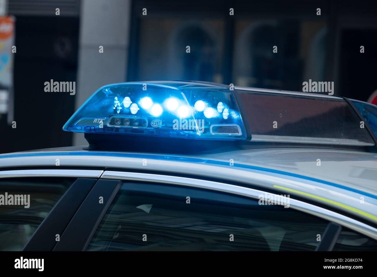 Polizei mit Blaulicht im Einsatz in München am 19.5.2019. (Photo by Alexander Pohl/Sipa USA) Stock Photo