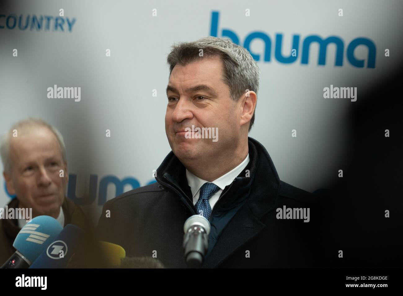 Markus Soeder. The German minister of Economy and Energy Peter Altmaier ( CDU ) and the Bavarian Prime Minister Markus Soeder ( CSU ) made a tour through the world's biggest fair Bauma. Bauma starts on 8.4.2019 and ends on 14.4.2019 in Munich. (Photo by Alexander Pohl/Sipa USA) Stock Photo