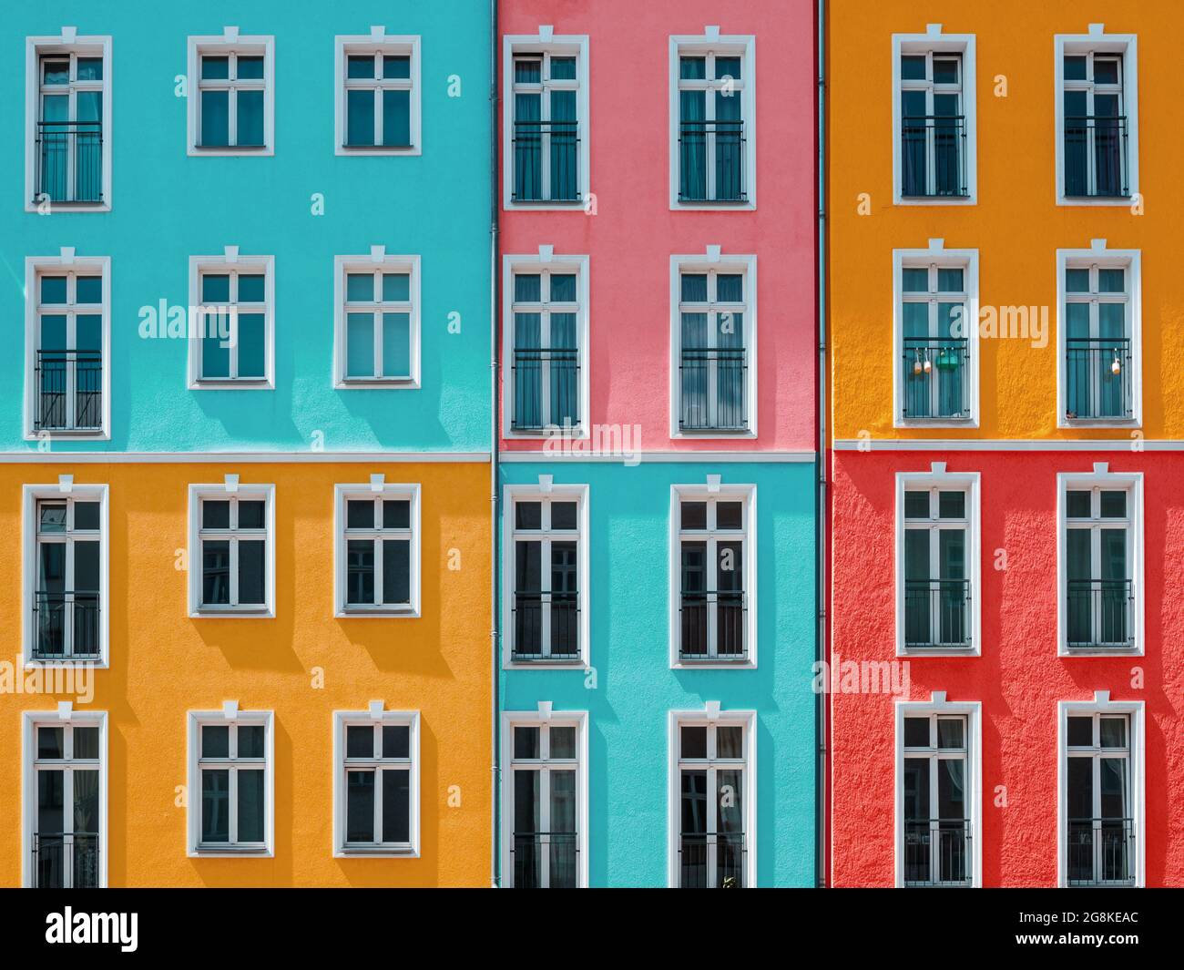 colorful building facade, residential real estate background, house facade Stock Photo