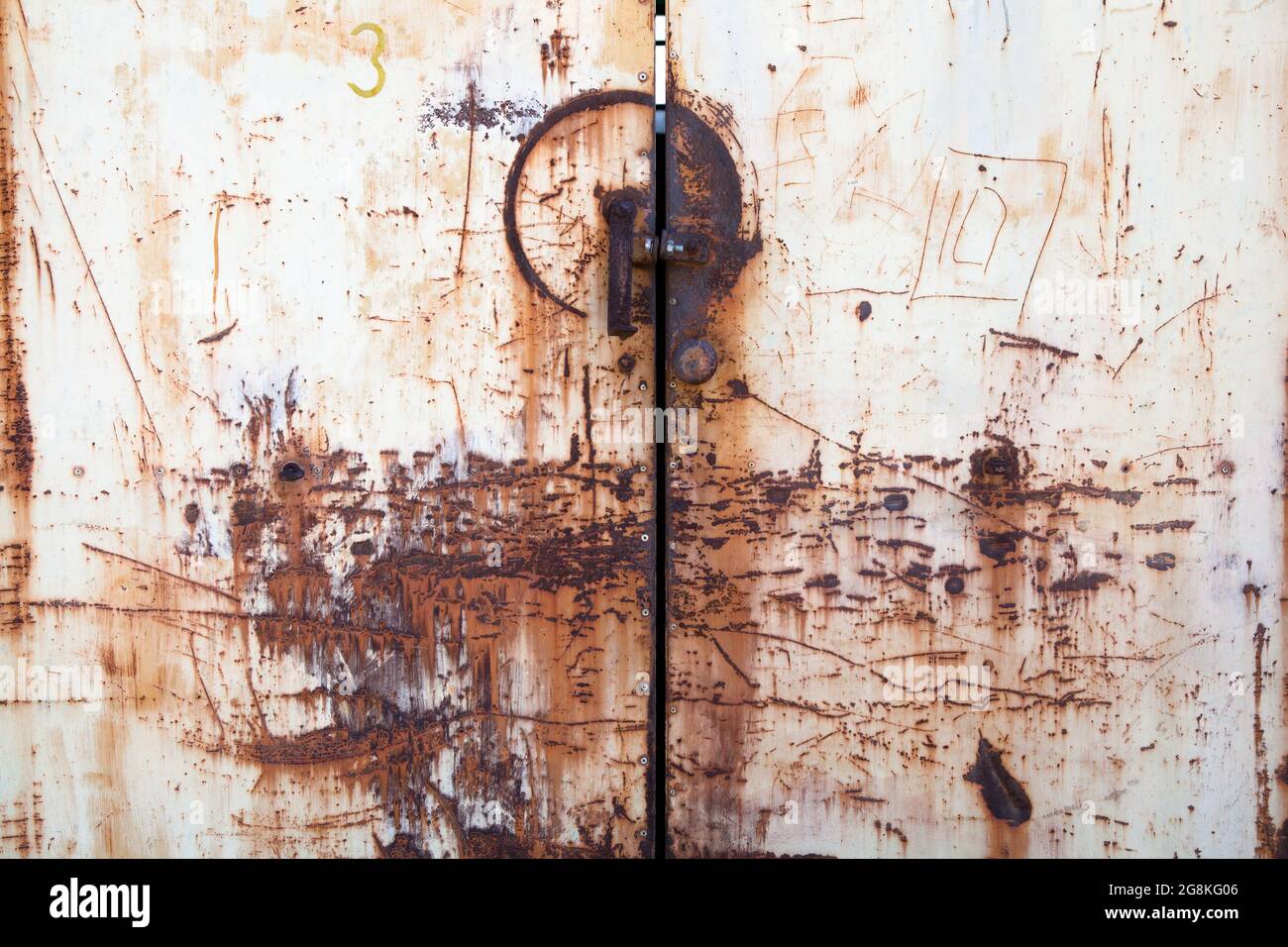 Old worn rusty metal. Scratches on rusty iron surface. Stock Photo