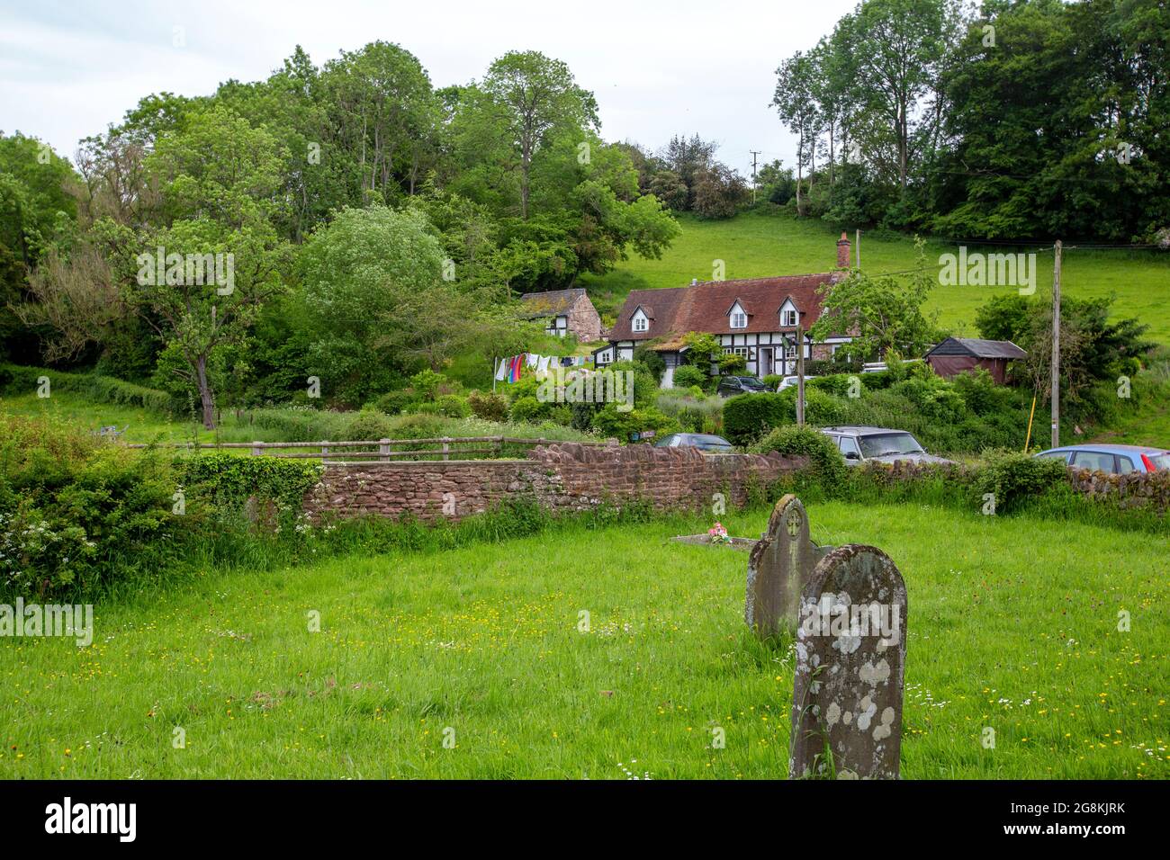 Old houses at Sellack on the River Wye, Herefordshire, UK Stock Photo