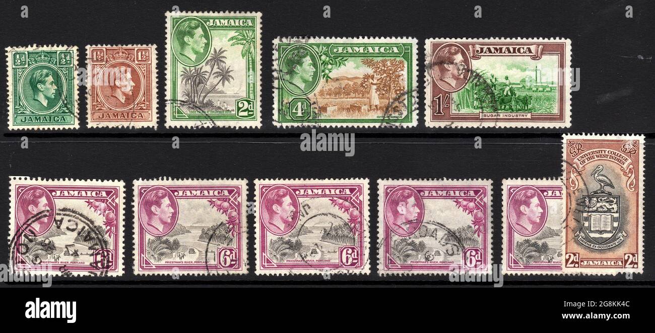 Jamaica postage stamps. 1951 and earlier Stock Photo