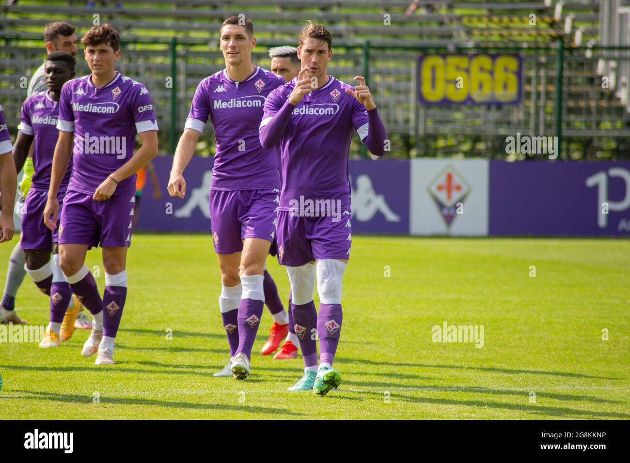 Moena (TN), Italy. 20th July, 2021. Dusan Vlahovic of ACF Fiorentina during  the friendly match between ACF Fiorentina and Ostermunchen at Campo  Benatti. Credit: Angela Krasniqi/Medialys Images /Sipa USA Credit: Sipa  USA/Alamy