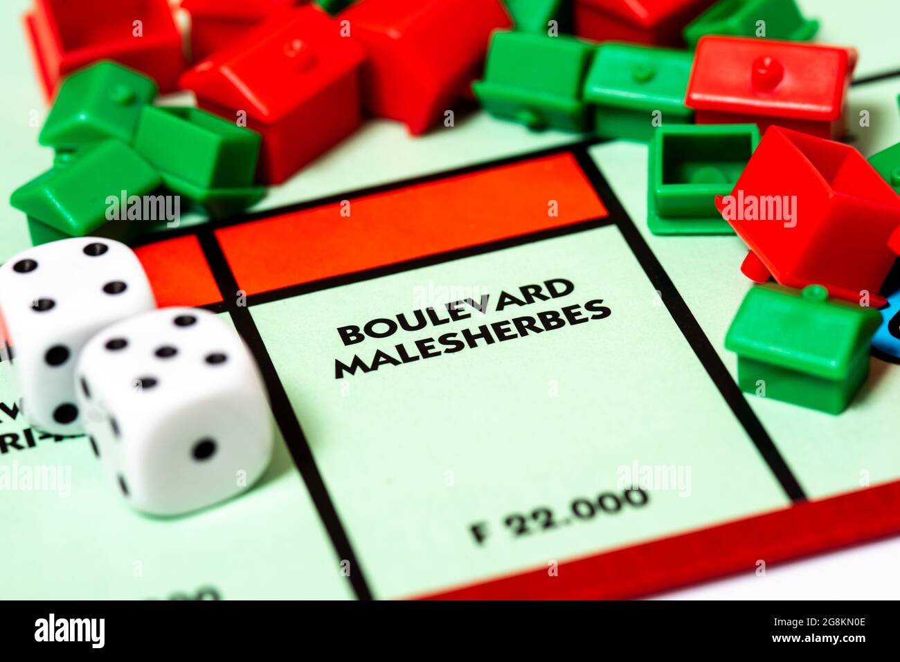 Boulevard Malesherbes. Close up of French Monopoly Board. Stock Photo