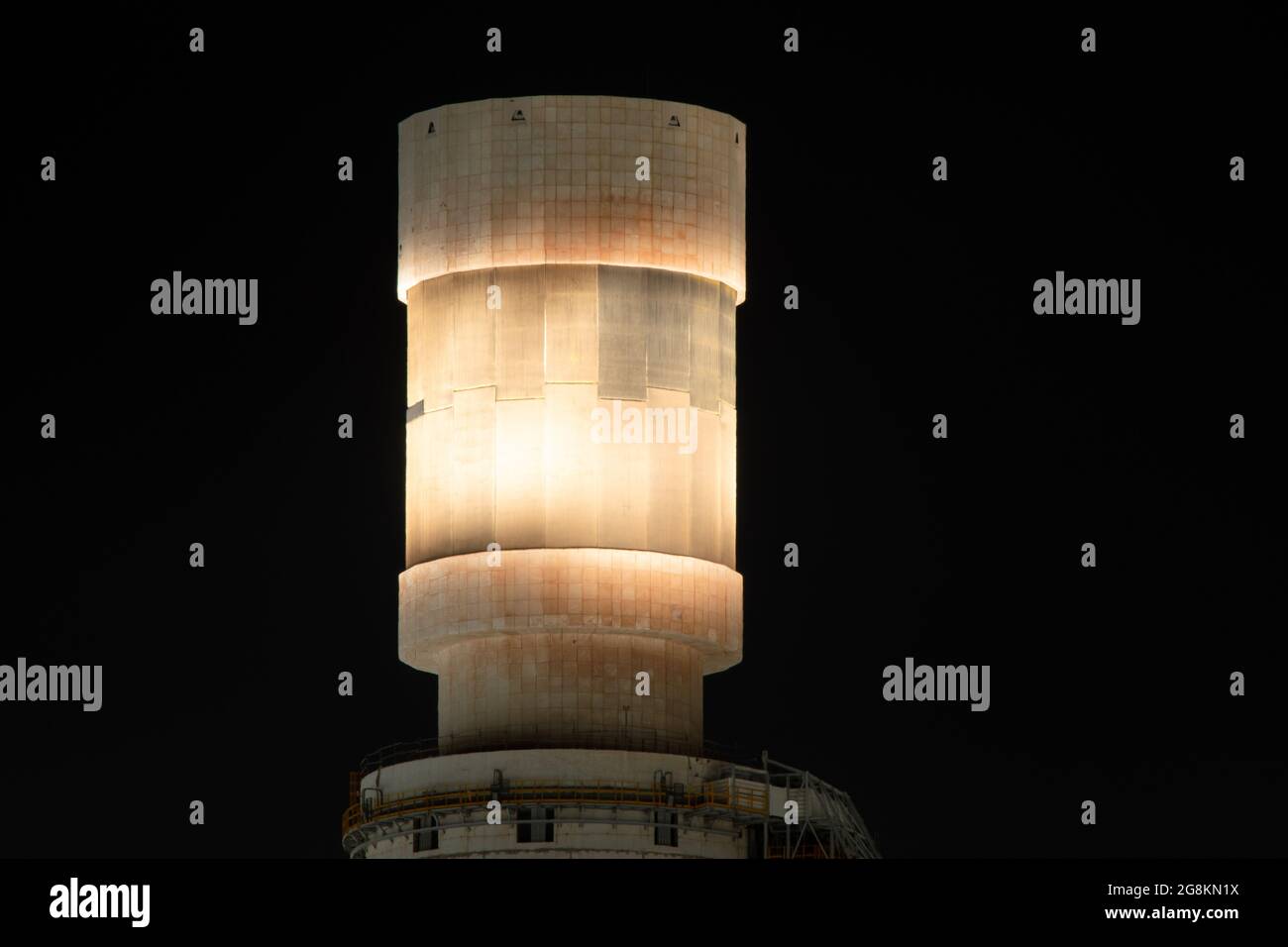 Concentrated solar power tower. The top part which is the collector. Stock Photo