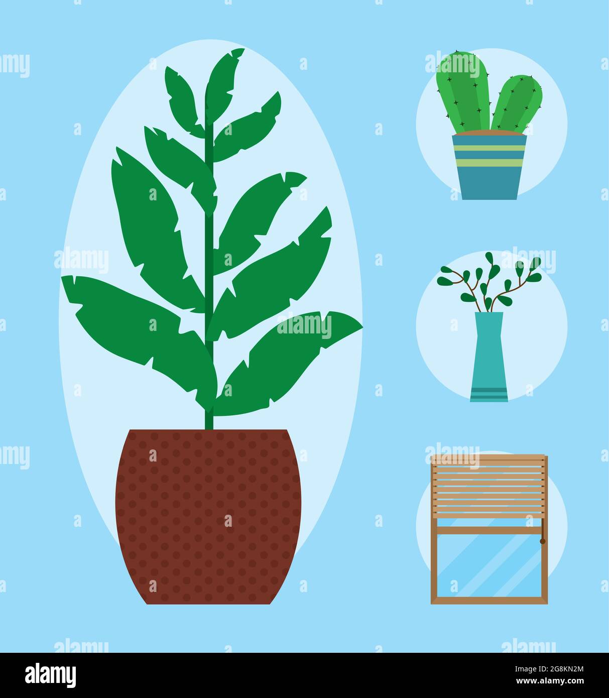 decorative plants pots and window Stock Vector Image & Art - Alamy