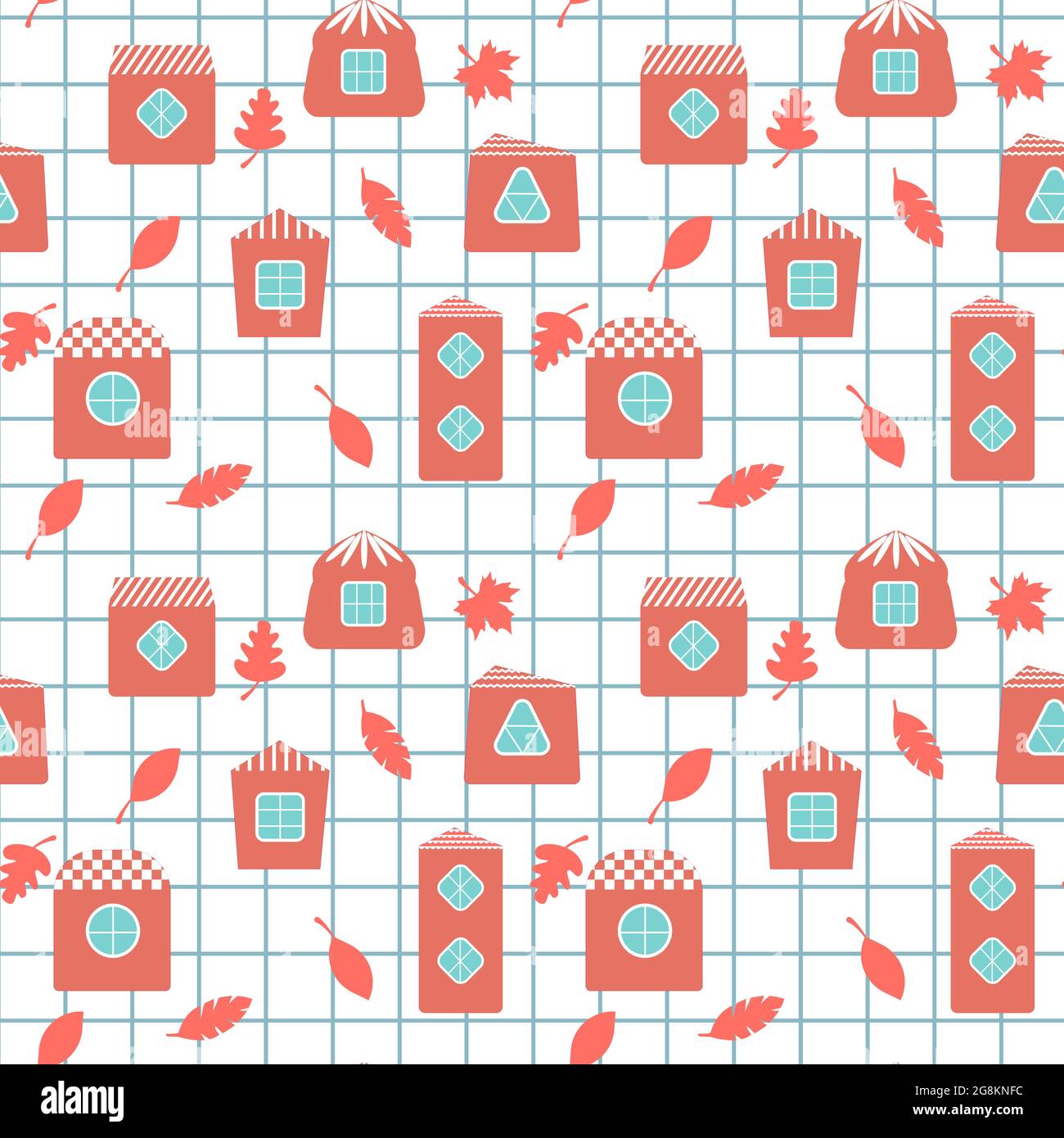 Cute houses with fancy windows pattern vector illustratiom Stock Vector ...