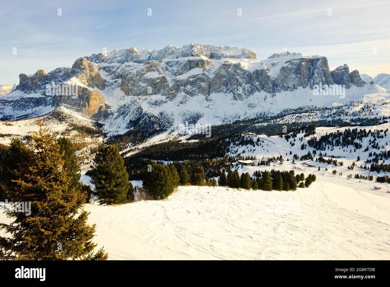 View of Sella Ronda in the Dolomites Stock Photo