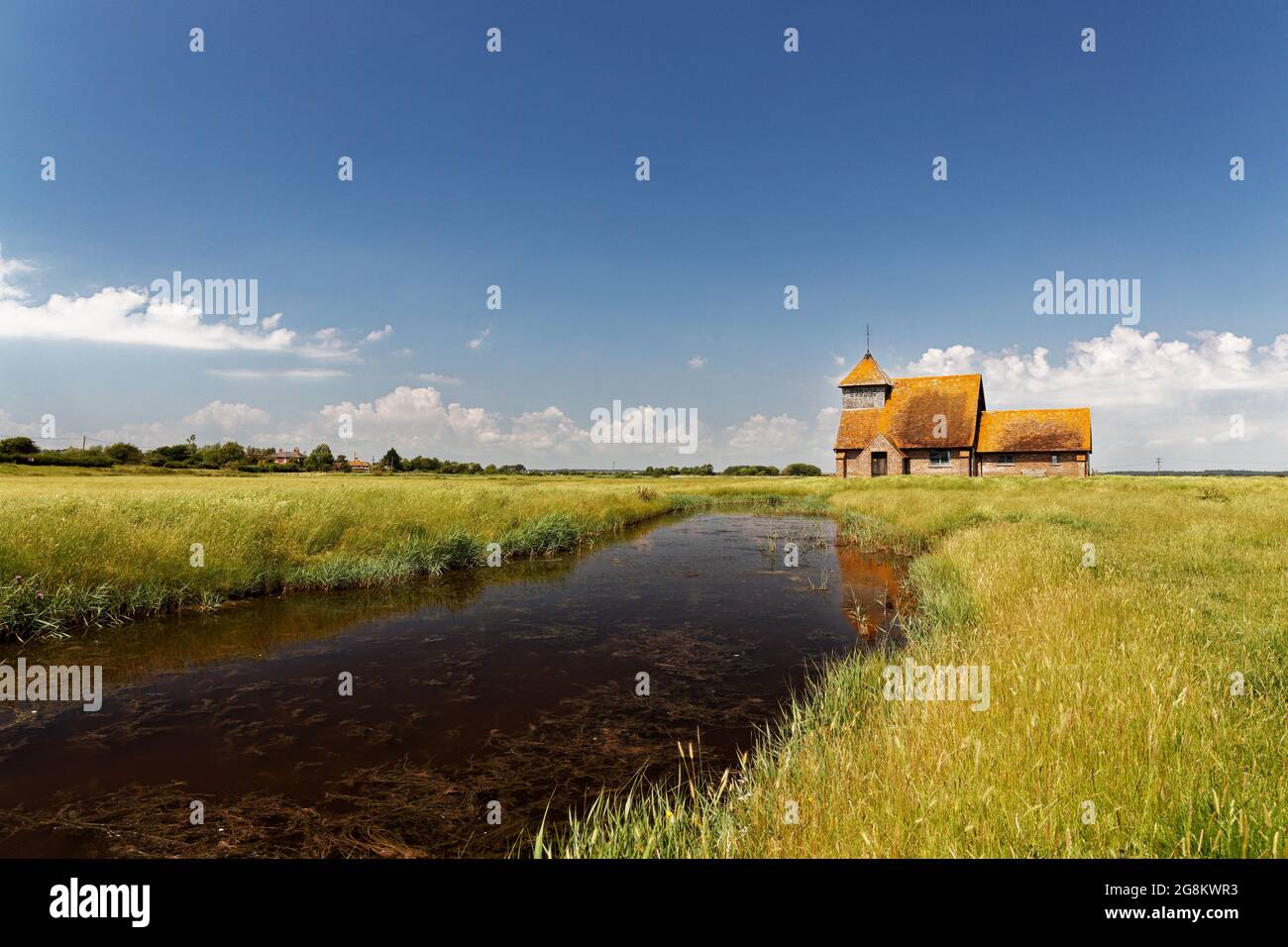 Iconic Church on the Marsh at Fairfield, Kent Stock Photo