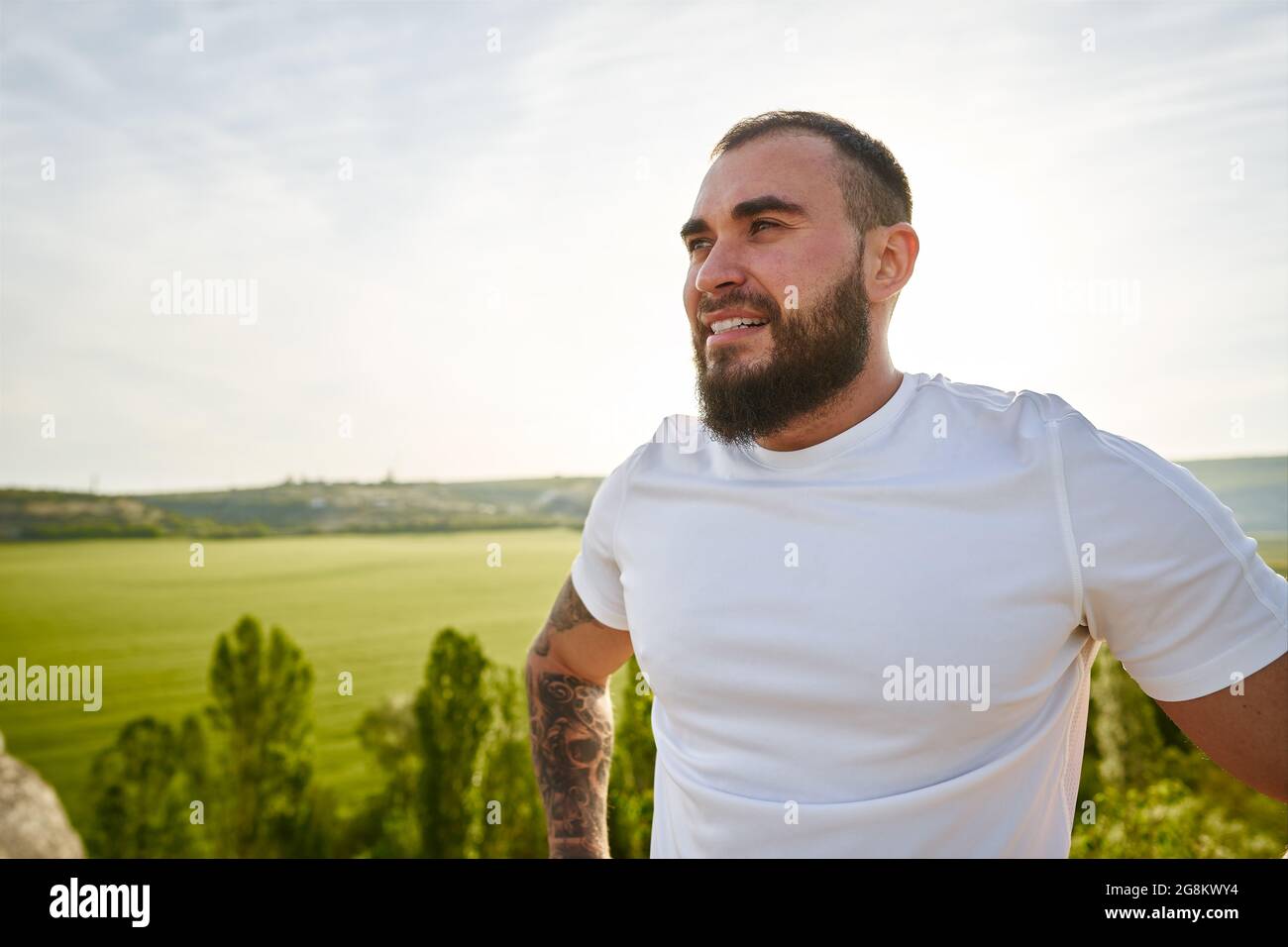 Portrait handsome bearded hiker hi-res stock photography and images - Alamy