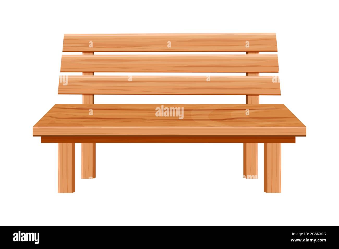 Wooden park bench, garden furniture in cartoon style isolated on white ...