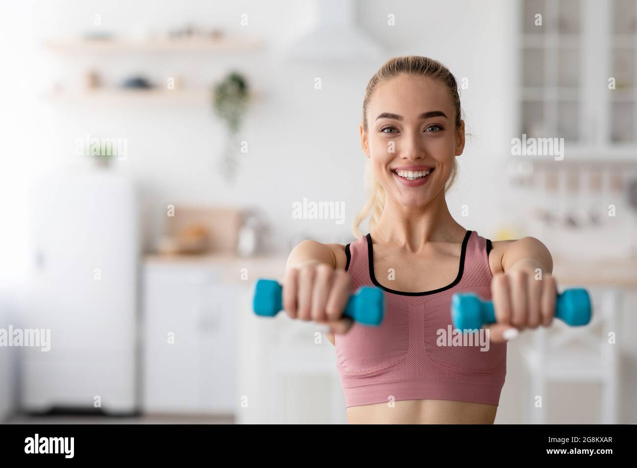 Exercise for biceps hand training at home weight loss keep fit and new normal Stock Photo Alamy