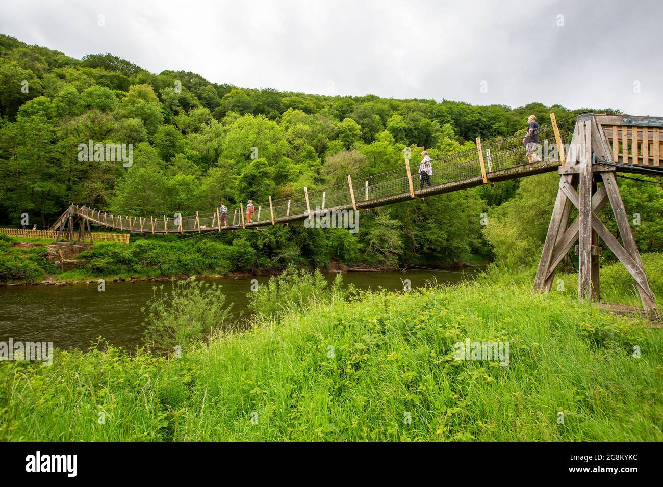 A suspension bridge at the Biblins, a youth campsite on the River Wye