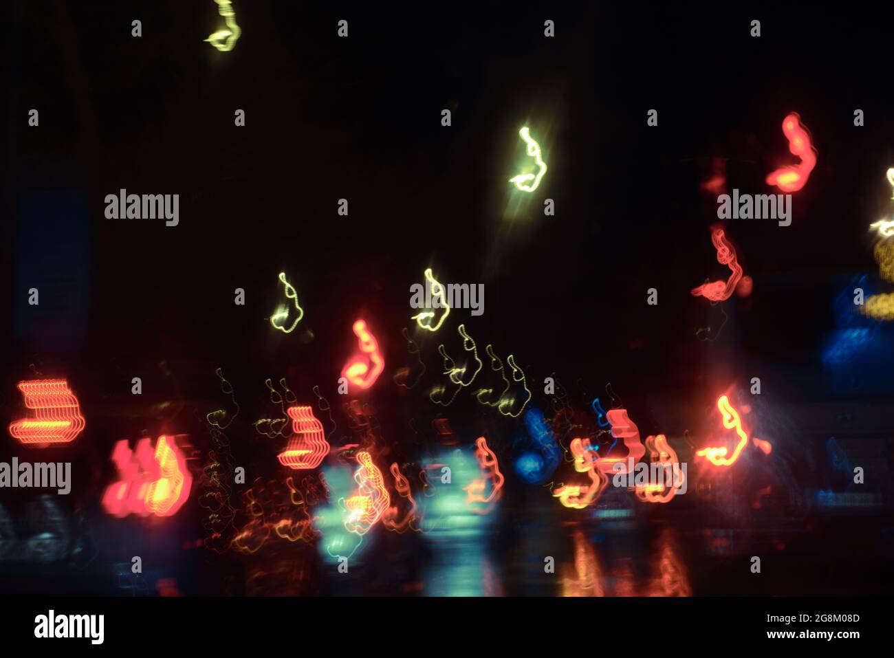 Abstract background of amorphous light trails at night with long exposure techic Stock Photo