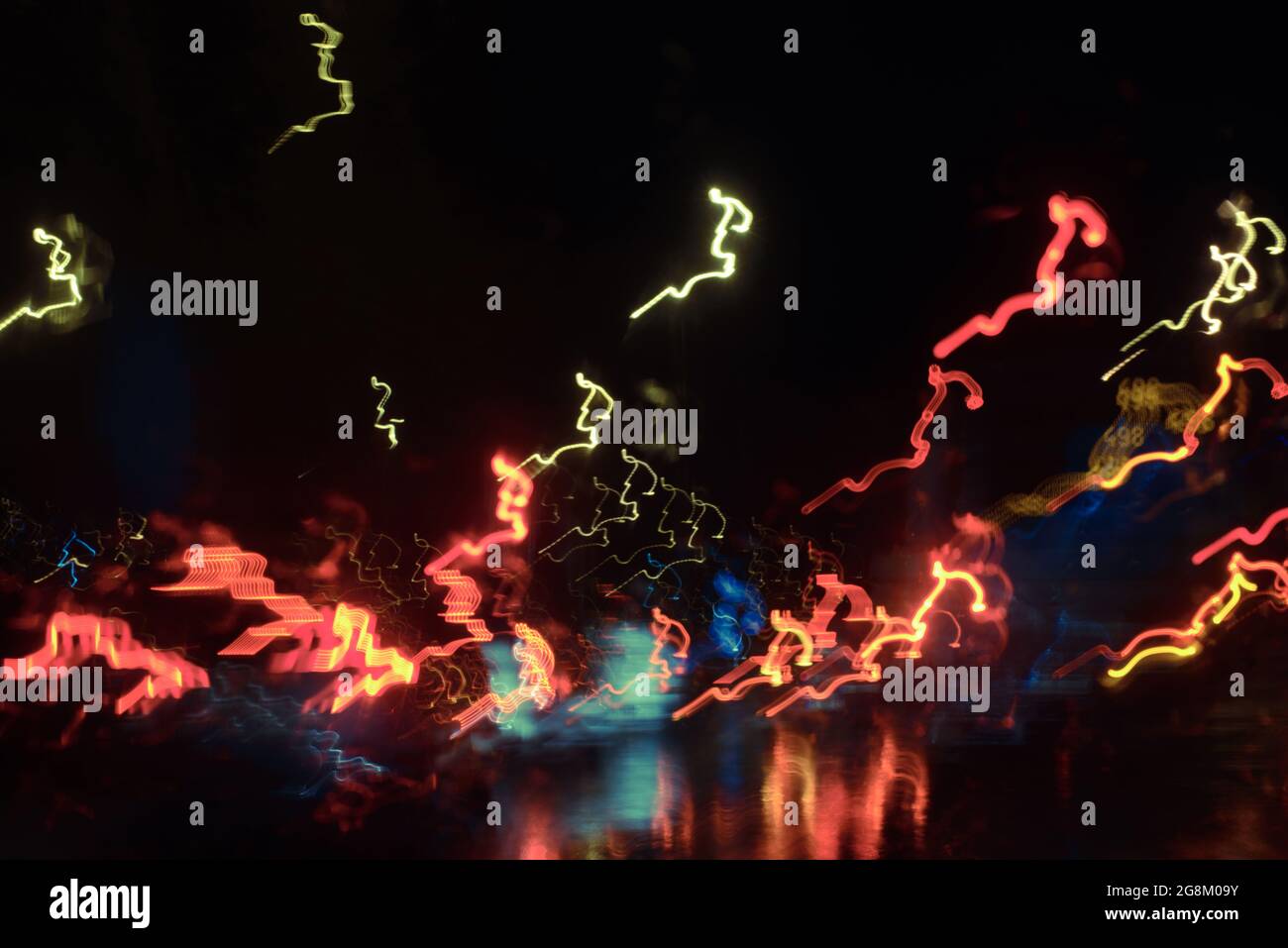 Abstract background of amorphous light trails at night with long exposure techic Stock Photo