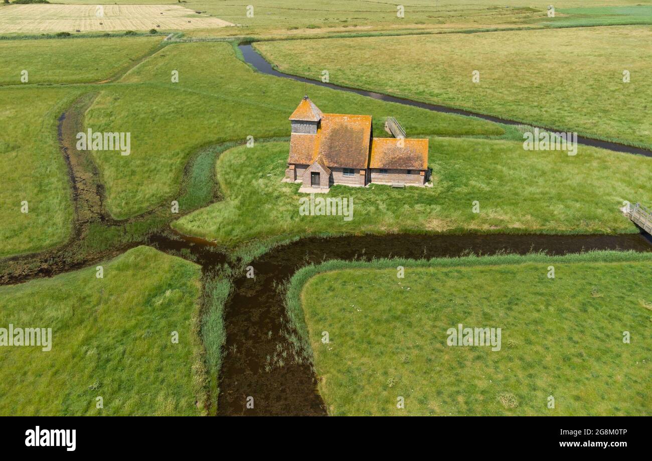 Iconic Church on the Marsh at Fairfield, Kent Stock Photo