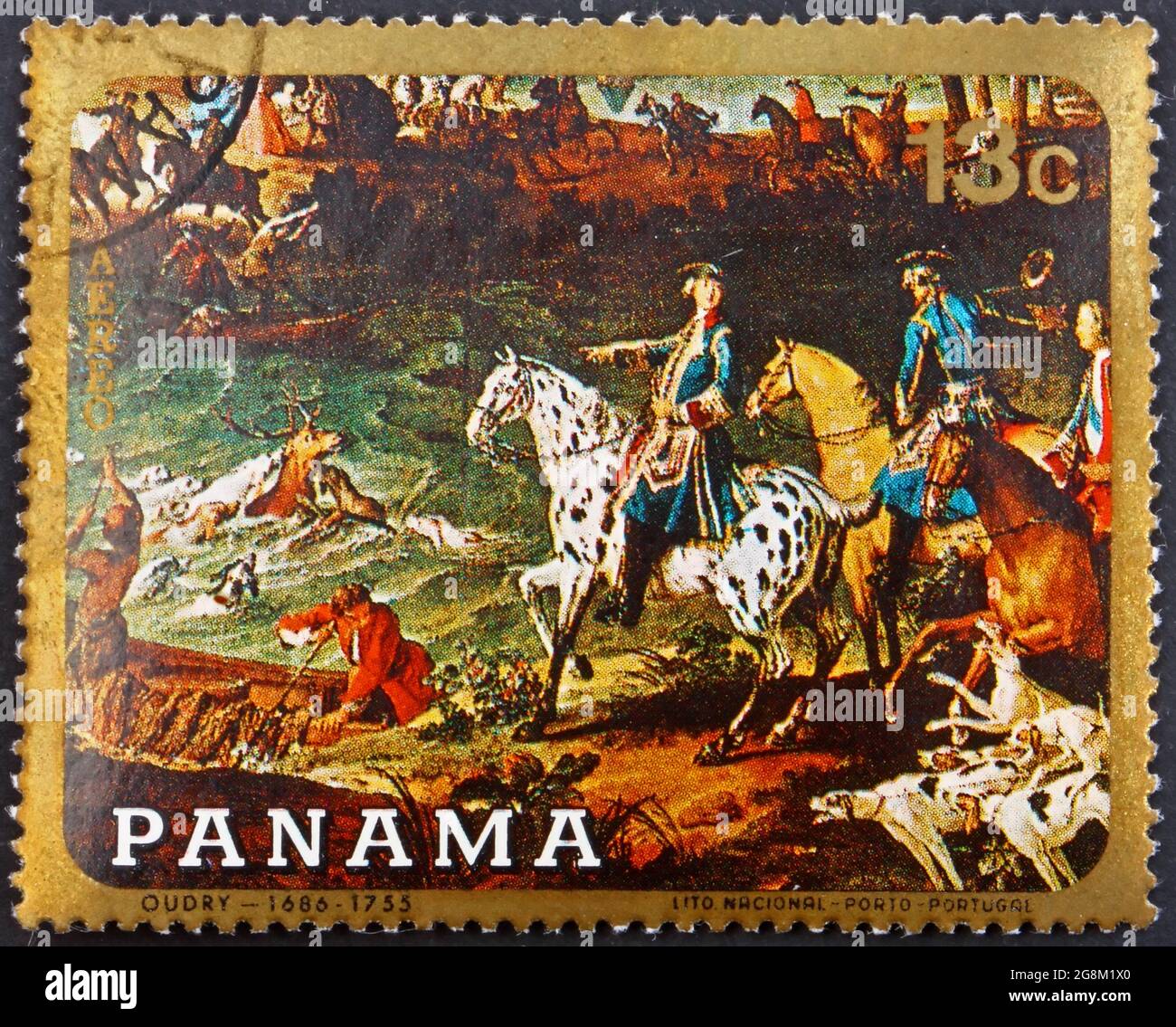 PANAMA CIRCA 1968 a stamp printed in Panama shows hunting scene
