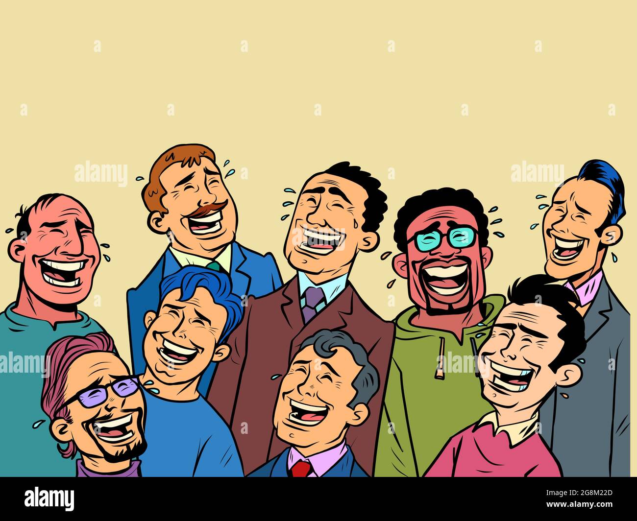 A group of men are laughing. A group of businessmen, a crowd of friends Stock Vector