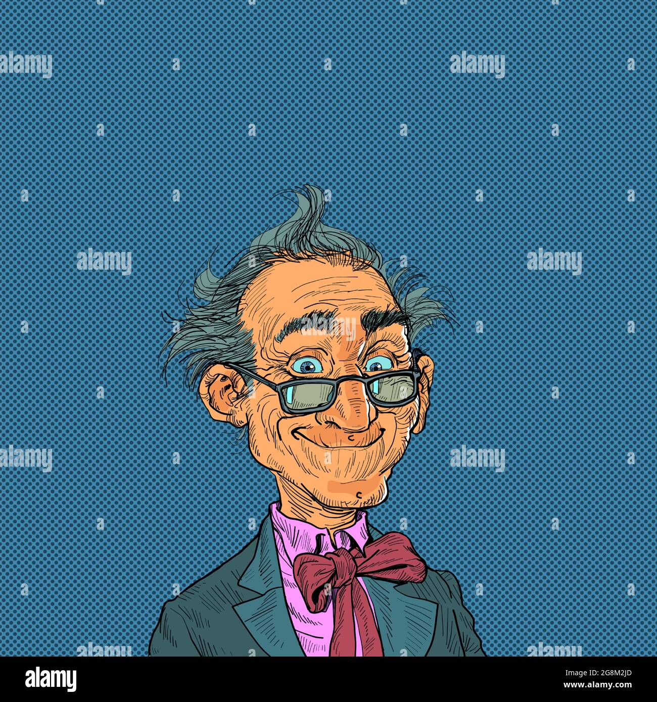 an old man in a suit with a bow tie, a hipster man Stock Vector