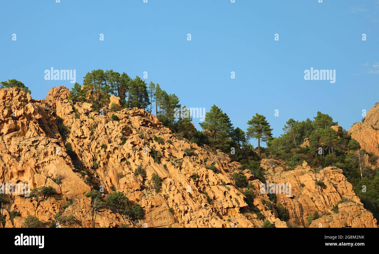 Red rocks called Calanches of Piana in France Stock Photo - Alamy