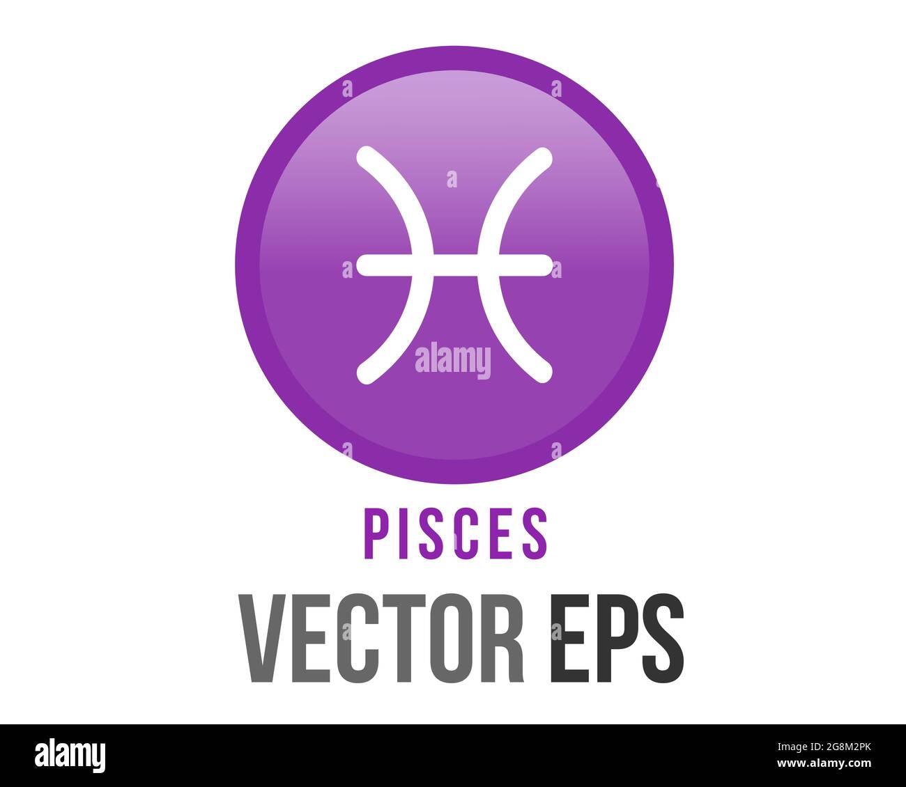 The isolated vector gradient purple Pisces astrological sign icon in the Zodiac,  represents fish Stock Vector