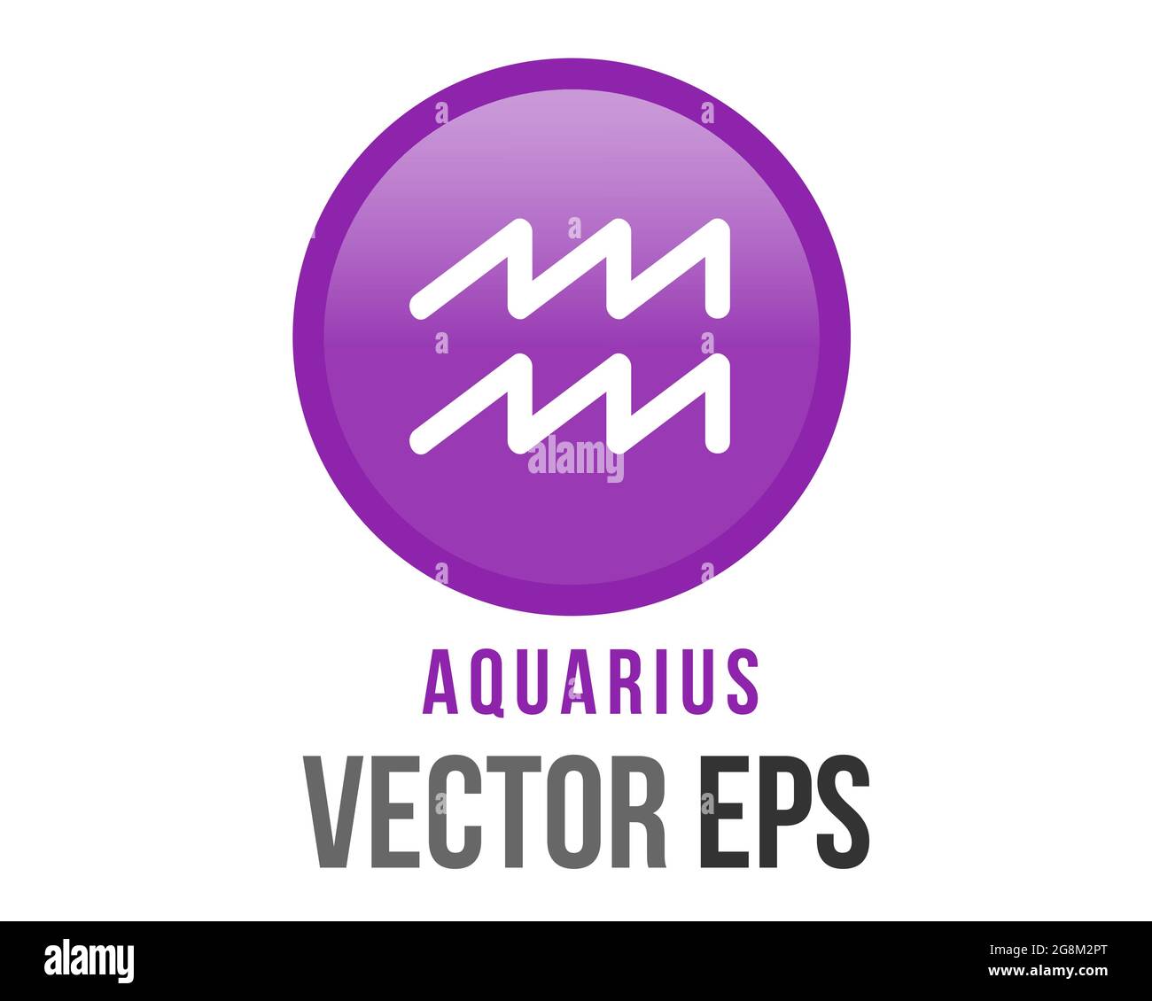 The isolated vector gradient purple Aquarius astrological sign icon in the Zodiac,  represents water bearer Stock Vector