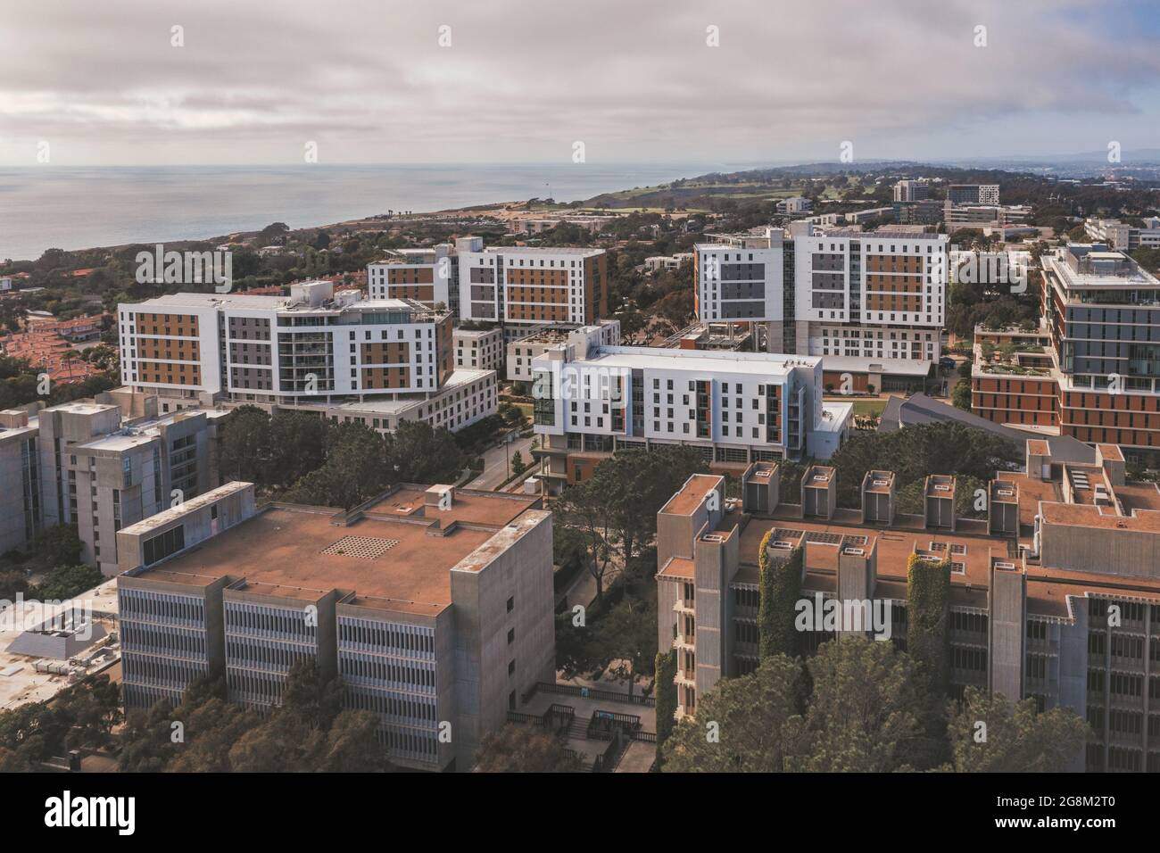 Aerial shot of UCSD Campus Buildings San Diego, La Jolla Stock Photo
