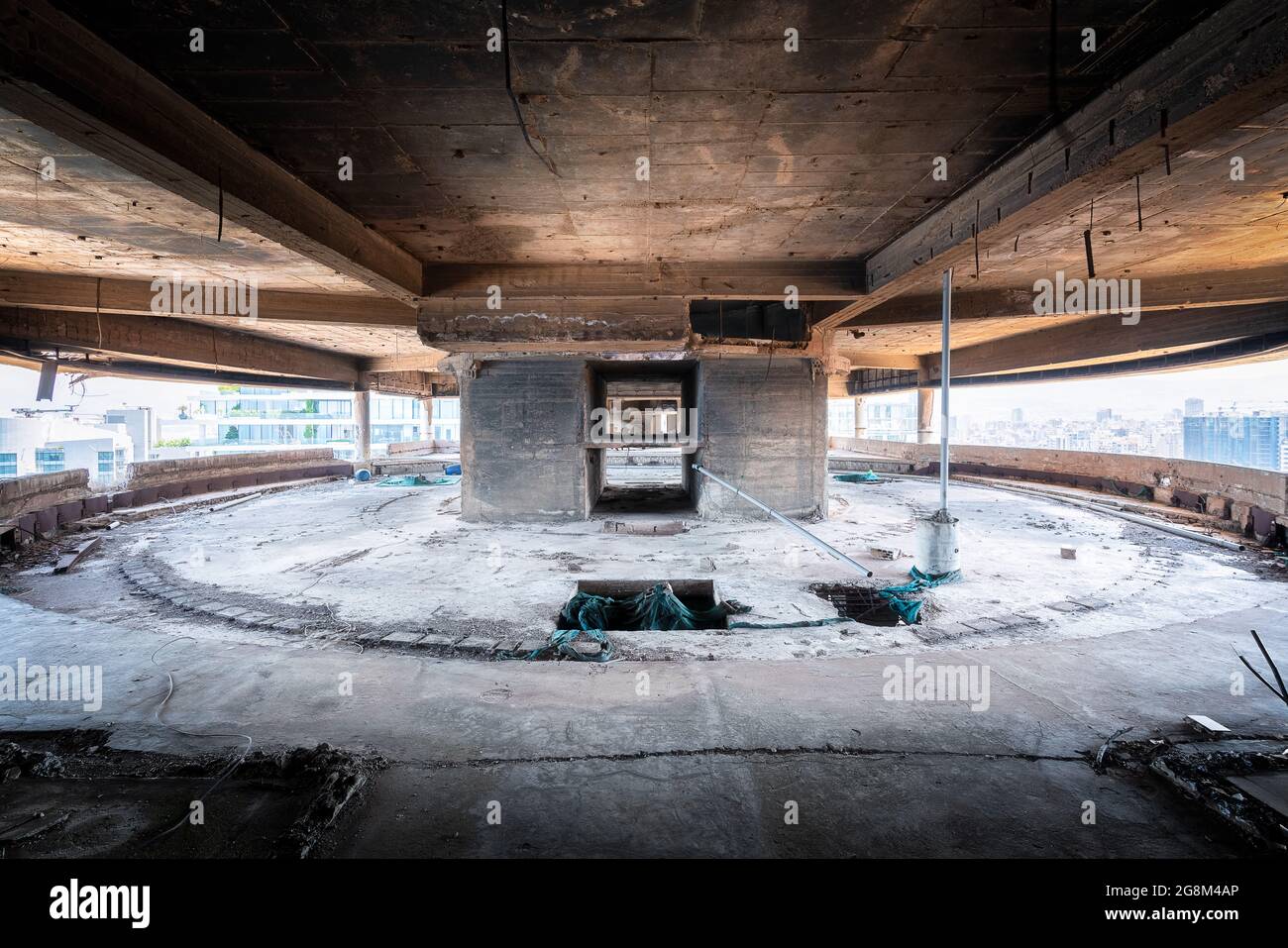 Abandoned and Damaged Holiday Inn Hotel in Beirut, Lebanon Stock Photo