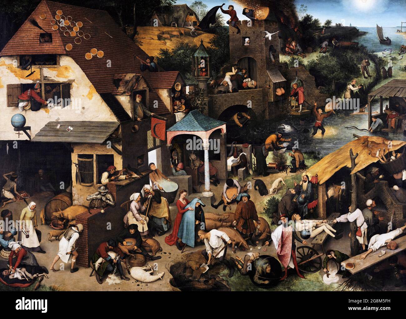 The Dutch Proverbs by Pieter Bruegel the Elder (c.1525-1569), oil on wood, 1559 Stock Photo
