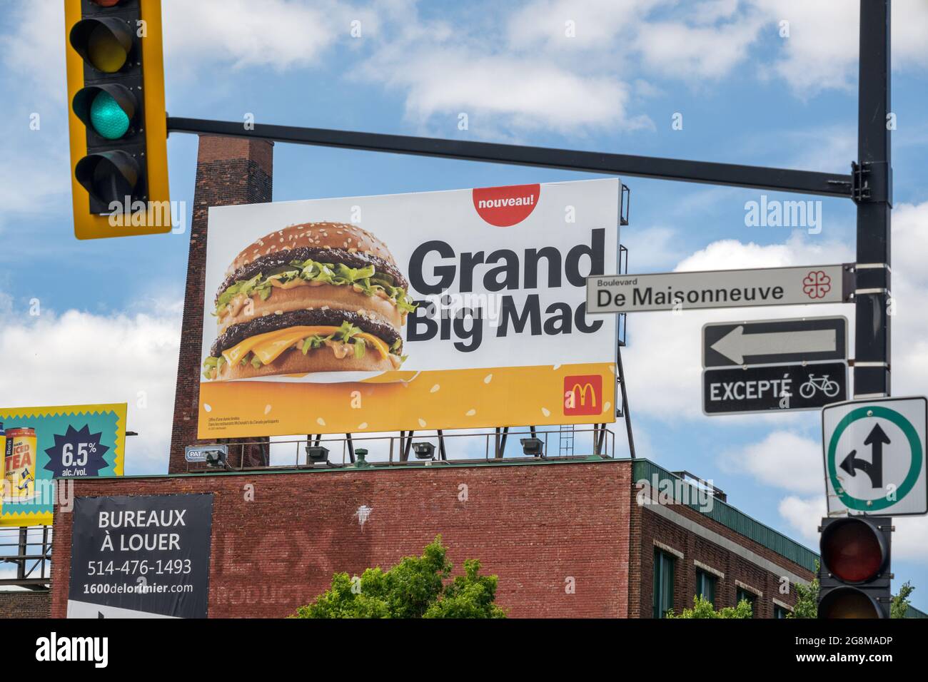 Montreal, CA - 4 July 2021: Advertising banner for McDonald's Big Mac Stock Photo