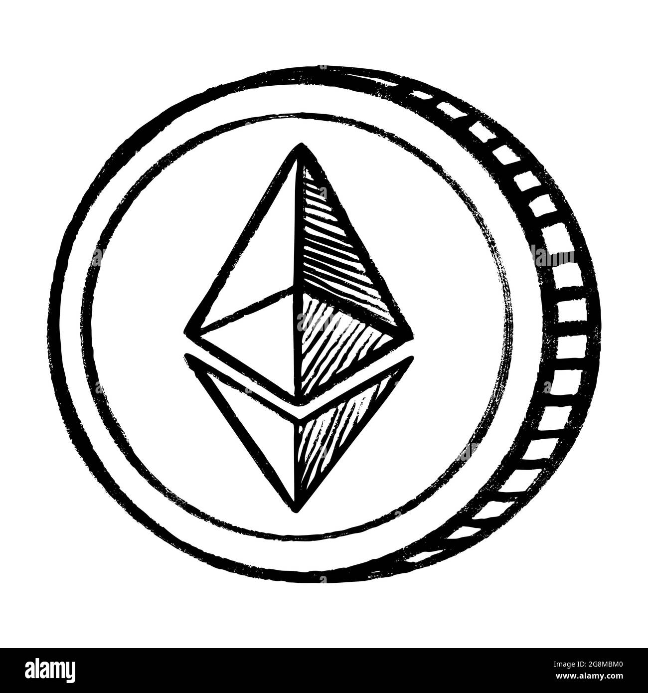 Etherium cryptocurrency money coin sketch icon. Vector Ethereum crypto  sign. Hand drawn isolated crypto mining symbol Stock Vector Image & Art -  Alamy