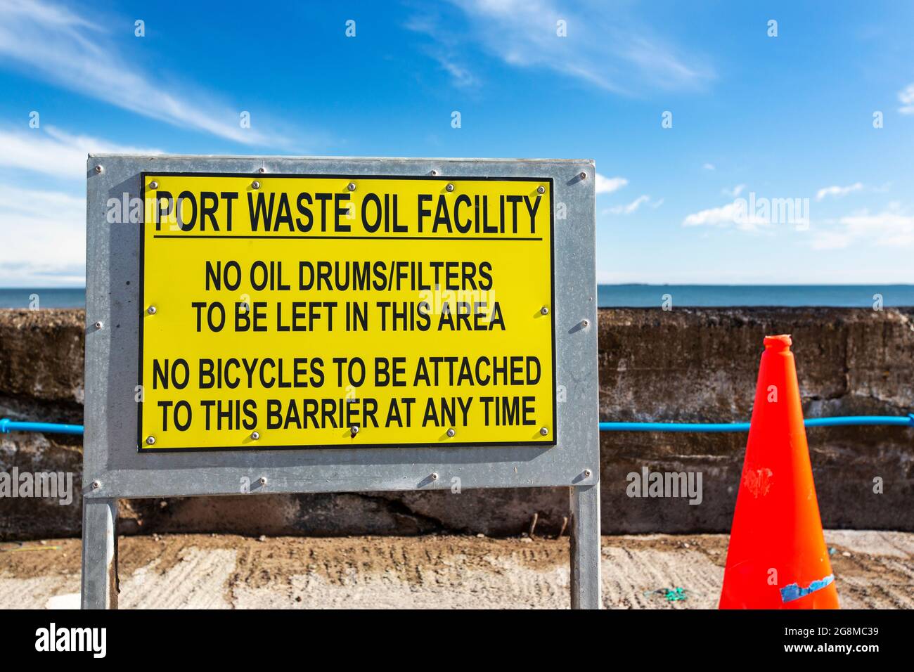 A waste oil facility at Seahouses harbour, Northumberland, UK Stock