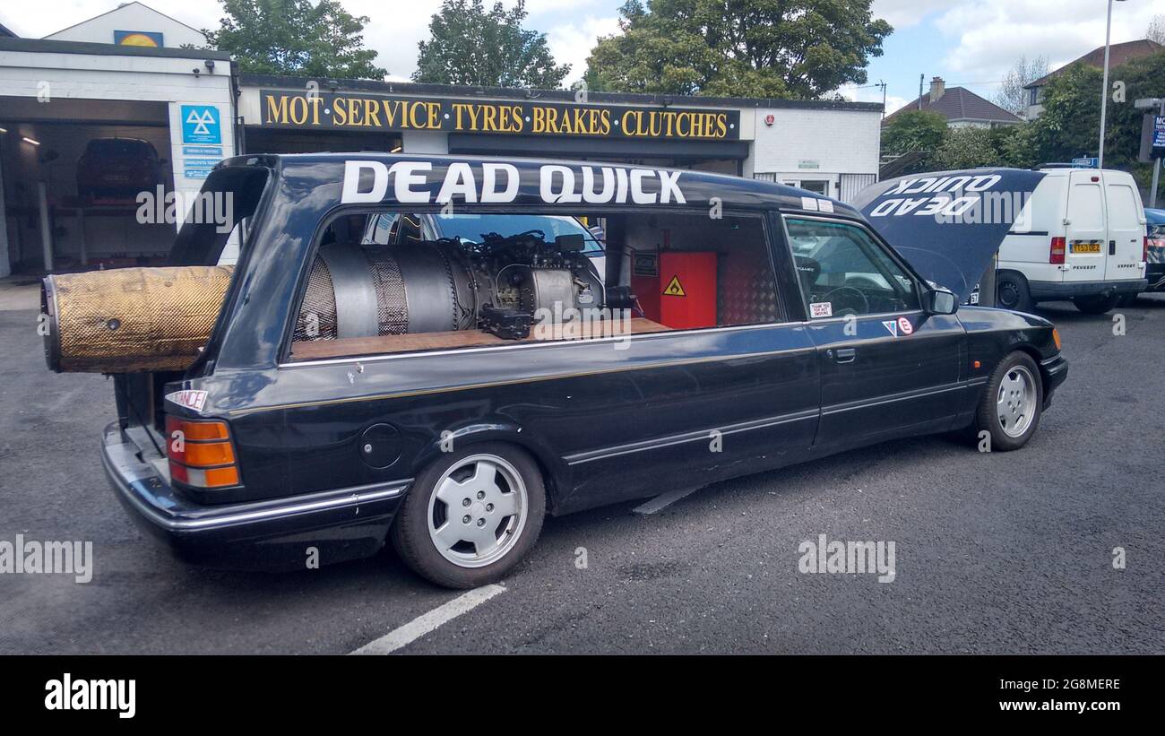 Jet powered hearse that is dead quick Stock Photo