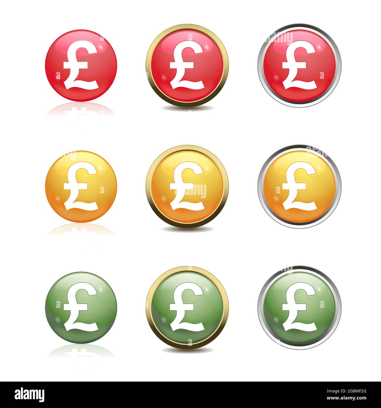 Vector illustration of glass buttons with Pound Sterling currency symbols Stock Vector Image