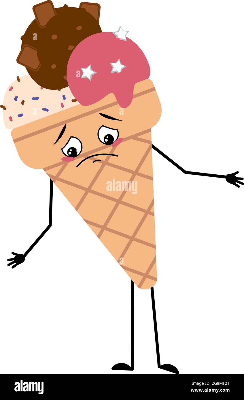 Cute ice cream character with sad emotions Stock Vector Image & Art Alamy