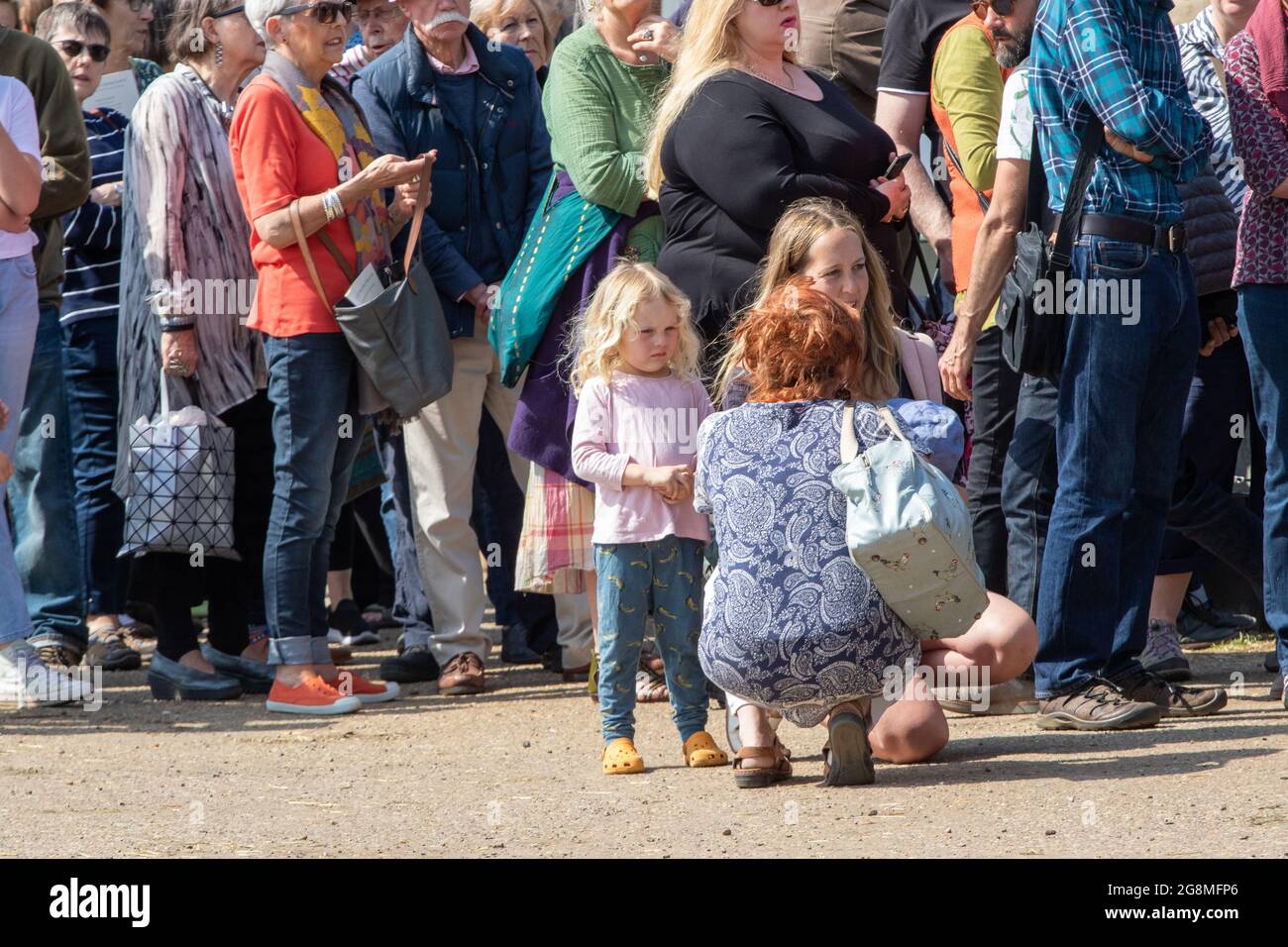 Consultation with small girl at the Alde Valley Spring festival in Great Glemham Suffolk and 2018 Stock Photo