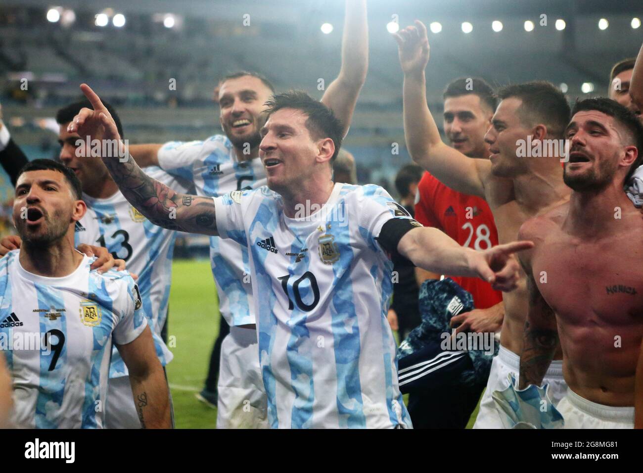 Lionel Messi Célébration Victory of brazil during the Copa America 2021,  Final football match between Argentina