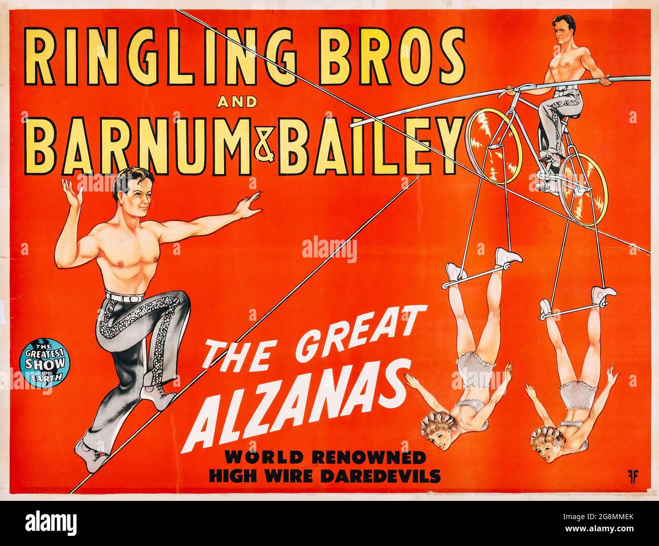 Ringling Bros and Barnum & Bailey. The Great Alzanas. World Renowned High Wire Daredevils. 1940s. Stock Photo