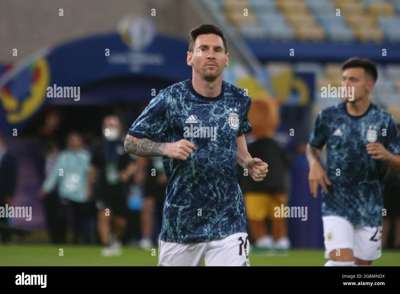 Lionel Messi of Argentina during the Copa America 2021,final football match between Argentina and Brazil on July 10, 2021 at Estadio de Maracaná in Rio de Janeiro , BrazilLionel Messi of  Argentina  during the Copa America 2021, Final football match between Argentina and Brazil on July 11, 2021 at Maracana stadium in Rio de Janeiro, Brazil .Photographe Laurent Lairys  / DPPI Stock Photo
