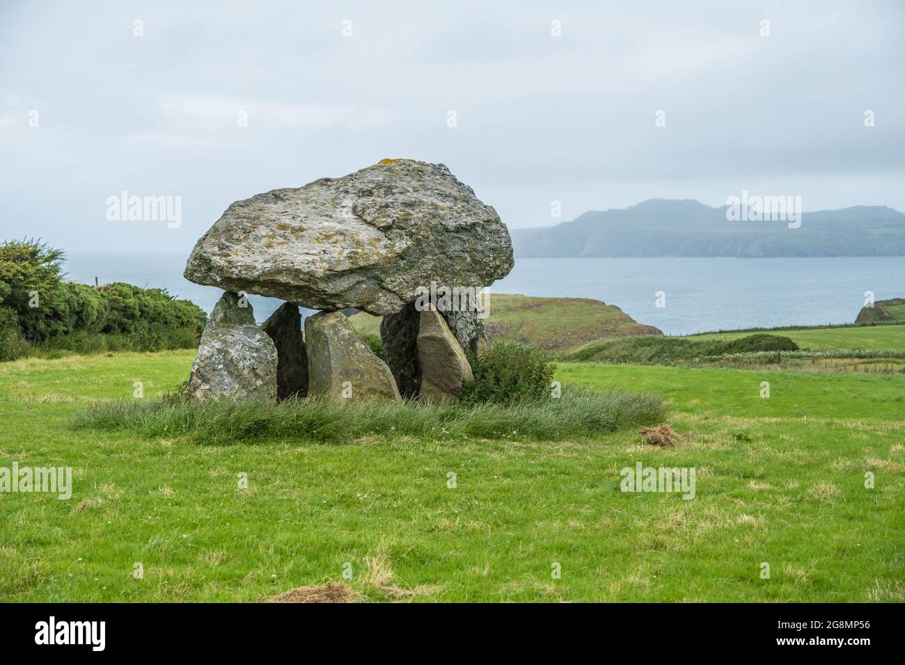 Carreg Samson a 5000-year-old Neolithic dolmen / burial chamber is on the Pembrokeshire Coast near Abercastle Stock Photo